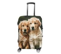 FZQVSGW Gepäckabdeckung für Reisen, Golden Retriever, Hunde, Welpen, Haustiere, modische Gepäckabdeckung, waschbar, dehnbar, passend für 48,3 - 81,3 cm Gepäck, weiß, L