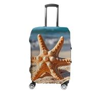 FZQVSGW Gepäckabdeckung für Reisen, Strand, Muscheln, Seestern, modische Gepäckabdeckungen, waschbar, dehnbar, passend für 48,3 - 81,3 cm Gepäck, weiß, L