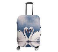 FZQVSGW Gepäckabdeckung für Reisen, Valentinstag, Paar Schwäne, Herz, modisch, waschbar, dehnbar, passend für 48,3 - 81,3 cm Gepäck, weiß, L