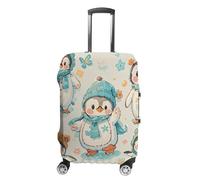 FZQVSGW Gepäckabdeckung für Reisen, viele niedliche Baby-Pinguine, Skizze, modische Gepäckbezüge, waschbar, dehnbar, passend für 48,3 - 81,3 cm Gepäck, weiß, S