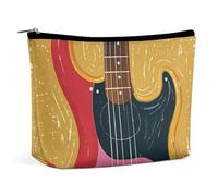 FZQVSGW Kleine Kosmetiktasche, elegant, geräumig, Golden Retriever, Hunde, Welpen, Haustiere, tragbare Reißverschlusstasche, Lippenstift-Tasche, Reise-Kulturbeutel für beste Freunde, Gitarre, Bass,