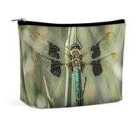 FZQVSGW Kleine Kosmetiktasche, elegant, geräumig, niedliche Bulldogge, Make-up-Tasche, tragbare Reißverschlusstasche, Lippenstift-Tasche, Reise-Kulturbeutel für beste Freunde, Libelle schwarz,