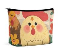 FZQVSGW Kleine Kosmetiktasche, elegant, geräumig, niedliche Bulldogge, Make-up-Tasche, tragbare Reißverschlusstasche, Lippenstift-Tasche, Reise-Kulturbeutel für beste Freunde, Niedliche Hahn-Hühner,