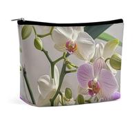 FZQVSGW Kleine Kosmetiktasche, elegant, geräumig, Papierschnitt, Blume, Make-up-Tasche, tragbare Reißverschlusstasche, Lippenstift-Tasche, Reise-Kulturbeutel für beste Freunde, Bunte Orchideen,