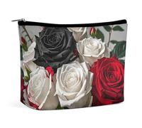 FZQVSGW Kleine Kosmetiktasche, elegant, geräumig, rot, Pandas, Make-up-Tasche, tragbare Reißverschlusstasche, Lippenstift-Tasche, Reise-Kulturbeutel, Geschenk für beste Freunde, Schwarze, weiße und