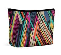 FZQVSGW Kleine Kosmetiktasche, elegant, geräumig, violette Rose, Make-up-Tasche, tragbare Reißverschlusstasche, Lippenstift-Tasche, Reise-Kulturbeutel für beste Freunde, Gestreift, abstrakt, bunt,