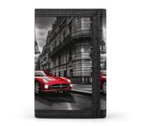 FZQVSGW Las Vegas Night dreifach gefaltete Geldbörse mit 8 Kartenfächern, Kreditkartenhalter, geteilte Geldtasche, City Street Red Car, Einheitsgröße, Modern