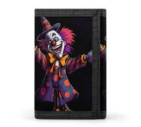 FZQVSGW Las Vegas Night dreifach gefaltete Geldbörse mit 8 Kartenfächern, Kreditkartenhalter, geteilte Geldtasche, Niedlicher Cartoon-Clown, Einheitsgröße, Modern