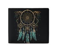 FZQVSGW Leder Geldbörse für Männer Dackel Heißluftballon Bifold Wallet PU Kartenhalter Kleiner Kreditkartenhalter Stilvolle Kleine Münzbörse für Frauen, Dark Dream Catcher, Einheitsgröße