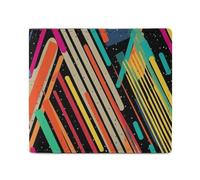 FZQVSGW Ledergeldbörse für Herren, violett, Rose, Bifold Wallet PU Kartenhalter, kleiner Kreditkartenhalter, stilvolle kleine Münzbörse für Damen, Gestreift, abstrakt, bunt, Einheitsgröße