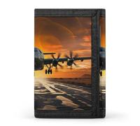 FZQVSGW Sausage on Fire dreifach gefaltete Geldbörse mit 8 Kartenfächern, Kreditkartenhalter, geteilte Geldscheinfach, Militärflugzeug Landung auf Airforce Runways Ag, Einheitsgröße, Modern