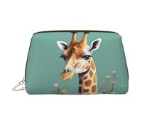 FZQVSLCM Reise-Make-up-Tasche, wasserdichte Make-up-Tasche für Geldbörse, Leder-Kulturbeutel für Damen, Kosmetiktasche, Organizer, Giraffe mit Blumen, Make-up-Tasche mit Reißverschluss, Make-up-Tasche