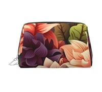 FZQVSLCM Reise-Make-up-Tasche, wasserdichte Make-up-Tasche für Geldbörse, Leder-Kulturbeutel für Damen, Kosmetiktasche, Organizer, Blumen als Hintergrund, Make-up-Tasche mit Reißverschluss