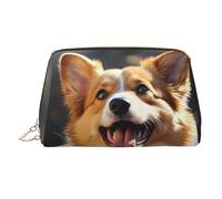 FZQVSLCM Reise-Make-up-Tasche, wasserdichte Make-up-Tasche für Geldbörse, Leder-Kulturbeutel für Damen, Kosmetiktasche, Organizer, niedliche Corgi-Hunde-Make-up-Tasche mit Reißverschluss