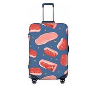 FZQVSLCM Reisegepäckhülle mit Fleischscheiben-Muster, elastisch, waschbar, kratzfest, dick, passend für 45,7 - 81,3 cm, Schwarz , XL