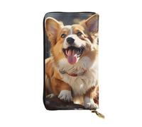 FZQVSLCM Süße Corgi Hunde-Geldbörse aus Leder für Damen, lange Münzbörse, ultradünn, Kreditkartenhalter, Bifold Clutch