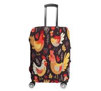 FZQVSWTX Waschbarer Gepäckschutz, Kofferabdeckung, Violine, Notenblätter, bedruckt, Reisekoffer, elastisch, passend für 48,3 - 81,3 cm Gepäck, Niedliche Hahn-Hühner, L