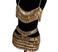 fztonk Körperkette, funkelnde Strasssteine, ärmelloses Crop Top, Rock, modische Bikinis, Schmuck, Festival, Party für Frauen und Mädchen, Schmuck Accessoires für Frauen
