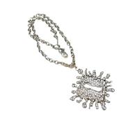 fztonk Trendige Kirsite Statement Halskette mit funkelnden Korallenmotiven und abnehmbarem Schlüsselloch Anhänger, Partyschmuck, Metalllegierung, Modeschmuck für Frauen