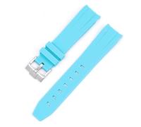 FZXCG Gebogenes Gummiarmband für Omega Speedmaster Armbanduhr, Ersatzband, für Herren und Damen, 20 mm, silberfarben, goldfarben, roséschwarze Schnalle, 22MM silver buckle, Azetat, Kein Edelstein