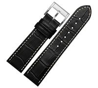FZXCG Rindslederarmband 20mm 22mm Faltschließe Für Hamilton Khaki Aviation Classic Series Herrenarmband(Black -silver A,20mm)