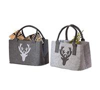 G-i-l-d-e Filztasche in hellgrau mit dunkelgrauen Hirschkopf, Einkaufstasche, Shoppingbag, Henkeltasche, Tasche, Filz, formstabil, NEU