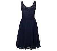 G.O.L. - Festliches Chiffon-Kleid mit Stola, Spitze und Perlen am Vorderteil, durchsichtige Träger, Mädchen, dunkelblau - 1371600db, Größe 164