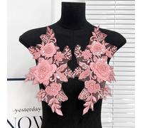 G-RUI 2 Stück/Paar Perlen Pailletten Stickerei Blume Spitze Applikationen für Hochzeitskleider Strass Spitze Applikation Patches Stickerei Parches Ropa für Kleidung (Rosa)