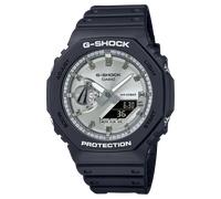 Casio Unisex Quartz Armbanduhr, 48.50mm GehäusegröÃŸe mit Silber analog/digital Zifferblatt und schwarz Plastic/Resin Strap Armband GA-2100SB-1AER