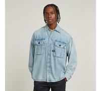 Langarmshirt G-STAR "2 Pocket Pleated Boxy Hemd", Herren, Gr. XS, blau (sun faded isles blau), Obermaterial: 100% Baumwolle, Shirts Langarmshirt (18291436-XS) sun faded isles blau