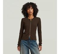 T-Shirt G-STAR "2 Way Slim Rib T-Shirt", Damen, Gr. L, java, Obermaterial: 95% Baumwolle, 5% Elasthan, Shirts T-Shirt (65866928-L) java