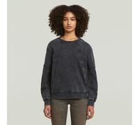 Sweatshirt G-STAR "Washed 3D Sleeve A line", Damen, Gr. XS (34), dk schwarz smokey gd, Sweatware, Obermaterial: 100% Baumwolle, washed, casual, regular fit normal, Rundhals, Langarm Rippbündchen, Swea