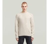 G-Star Raw Strickpullover mit Logo-Stitching und Rundhalsausschnitt in Offwhite, Größe L