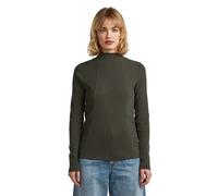 T-Shirt G-STAR "A Line Slim Rib Mock T-Shirt", Damen, Gr. XS, asfalt, Obermaterial: 94% Baumwolle, 6% Elasthan, Shirts T-Shirt (88587914-XS) asfalt