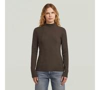 T-Shirt G-STAR "A Line Slim Rib Mock T-Shirt", Damen, Gr. L, ganache, Obermaterial: 94% Baumwolle, 6% Elasthan, Shirts T-Shirt (93328251-L) ganache