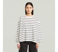 T-Shirt G-STAR "A-Line Stripe Oversized T-Shirt", Damen, Gr. L, milk, osaka blau double stripe, Obermaterial: 100% Baumwolle, Shirts T-Shirt (49524316-L) milk, osaka blau double stripe
