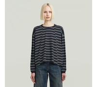 T-Shirt G-STAR "A-Line Stripe Oversized T-Shirt", Damen, Gr. M, osaka blau, granite grün double stripe, Obermaterial: 100% Baumwolle, Shirts T-Shirt (88908036-M) osaka blau, granite grün double stripe