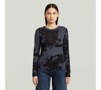 Langarmshirt G-STAR "Aop Slim Wmn", Damen, Gr. M (38), india ink forest camo, Single Jersey, Obermaterial: 100% Baumwolle, mehrfarbig, gemustert, casual, slim fit, Rundhals, Langarm abgesteppte Kante,