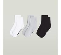 Kurzsocken G-STAR "SNOWFLAKE, 3 PACK ANKLET SOCKS", Damen, Gr. 35-38, hellweiß, light grau marl, schwarz, Baumwollmischung, unifarben, Socken, unifarben (83635404-35) hellweiß, light grau marl, schwar