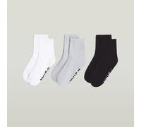 Kurzsocken G-STAR "SNOWFLAKE, 3 PACK ANKLET SOCKS", Damen, Gr. 39-42, hellweiß, light grau marl, schwarz, Baumwollmischung, unifarben, Socken, unifarben (83635404-39) hellweiß, light grau marl, schwar