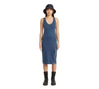 Bodykleid G-STAR "Overdyed Asymmetric Zip Kleid", Damen, Gr. XXS, Normalgrößen, mid blau gd, Obermaterial: 100% Baumwolle, Kleider (32646527-XXS) mid blau gd