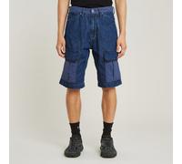 Cargoshorts G-STAR "Bend 3D Cargo Shorts Fabric Mix", Herren, Gr. 34, faded indigo patched, Obermaterial: 100% Baumwolle, Hosen (85874432-34) faded indigo patched