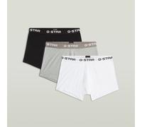 Boxershorts G-STAR "ASH, 3 PACK TRUNKS", Herren, Gr. M, 3 Stk., schwarz, grau marl, hellweiß, Jersey, Obermaterial: 95% Baumwolle, 5% Elasthan, unifarben, eng, Unterhosen, mit Logo-Bund (43441812-M) s