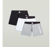 Boxershorts G-STAR "MACE, 3 PACK TRUNKS", Herren, Gr. XXL, 3 Stk., grau marl, hellweiß, schwarz, Jersey, Obermaterial: 95% Baumwolle, 5% Elasthan, unifarben, eng, Unterhosen, mit Logobund (40786129-XX