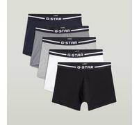 Boxershorts G-STAR "HEMLOCK, 5 PACK TRUNKS", Herren, Gr. M, 5 Stk., schwarz, hellweiß, grau marl, dunkelgrau marl, navy, Jersey, Obermaterial: 95% Baumwolle, 5% Elasthan, unifarben, eng, Unterhosen Bo