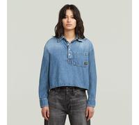 Langarmshirt G-STAR "Boxy Day Hemd", Damen, Gr. M, faded isles blau, Obermaterial: 100% Baumwolle, Shirts Langarmshirt (25697445-M) faded isles blau