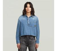 Langarmshirt G-STAR "Boxy Day Hemd", Damen, Gr. XXS, faded isles blau, Obermaterial: 100% Baumwolle, Shirts Langarmshirt (25697445-XXS) faded isles blau