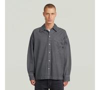 Langarmshirt G-STAR "Boxy Fit Overshirt", Herren, Gr. L, grau (india ink, folkstone gray double dye gd), Obermaterial: 75% Baumwolle, 25% Baumwolle, Shirts Langarmshirt (66861163-L) india ink, folksto