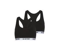 Bralette G-STAR "CARNELIAN, BRAS 2 PACK RACERBACK", Damen, Gr. M, N-Gr, schwarz, Jersey, Obermaterial: 95% Baumwolle, 5% Elasthan, unifarben mit Farbeinsatz, Basic, eng, BHs Bralette (69384418-M) schw