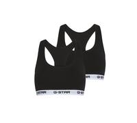 Bralette G-STAR "CARNELIAN, BRAS 2 PACK RACERBACK", Damen, Gr. XXL, N-Gr, schwarz, Jersey, Obermaterial: 95% Baumwolle, 5% Elasthan, unifarben mit Farbeinsatz, Basic, eng, BHs Bralette, mit Logo-Saum